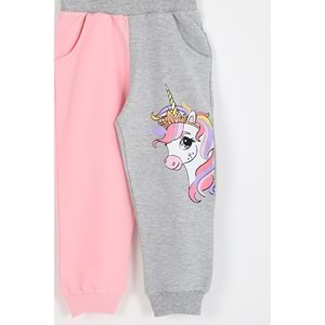 Kız Çocuk Sweat Takım Unicorn Baskılı - Yavruağzı (98/122)