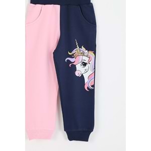 Kız Çocuk Sweat Takım Unicorn Baskılı - Bebe Pembesi (98/122)