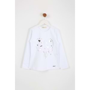 Kız Çocuk Tişört Love Baskılı - Beyaz (116/140)