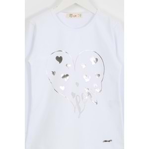 Kız Çocuk Tişört Love Baskılı - Beyaz (116/140)