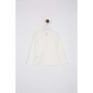 Kız Çocuk Tişört Parçalı Büzgülü - Krem (98/122)