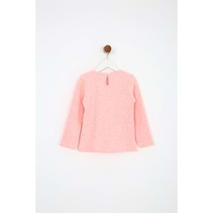 Kız Çocuk Tişört Parçalı Büzgülü - Pembe Melanj (98/122)