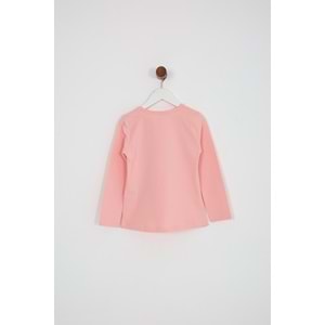 Kız Çocuk Tişört Kedi Baskılı - Yavruağzı (98/122)