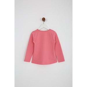 Kız Çocuk Tişört Kedi Baskılı - Şeker Pembe (98/122)