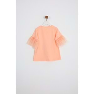 Kız Çocuk Tişört Şirin Köpek Baskılı - Yavruağzı (116-140)