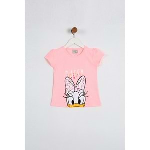 Kız Çocuk Tişört Daisy Duck Baskılı - Neon Açık Pembe (98/122)
