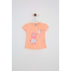 Kız Çocuk Tişört Domuz Baskılı - Yavruağzı (92/116)