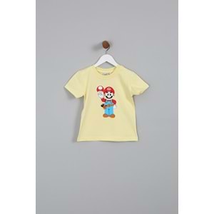 Erkek Çocuk Tişört Mario Baskılı - Açık Sarı (98/122)
