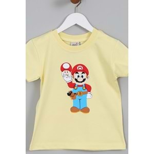 Erkek Çocuk Tişört Mario Baskılı - Açık Sarı (98/122)