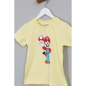 Erkek Çocuk Tişört Mario Baskılı - Açık Sarı (98/122)