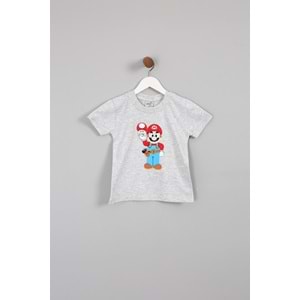 Erkek Çocuk Tişört Mario Baskılı - Gri (98/122)