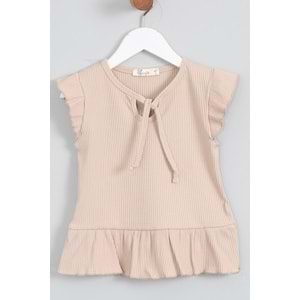 Kız Çocuk Sweet Takım Beli Büzgülü - Sütlü Kahve (98/122)