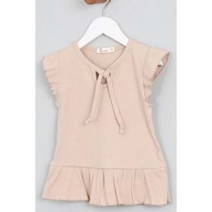 Kız Çocuk Sweet Takım Beli Büzgülü - Sütlü Kahve (98/122)