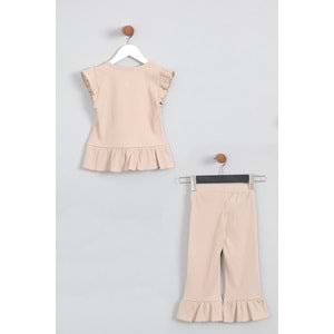 Kız Çocuk Sweet Takım Beli Büzgülü - Sütlü Kahve (98/122)