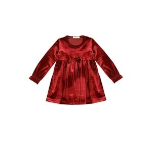 Kız Çocuk Elbise Kadife Kumaş - Bordo (92/116)