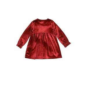 Kız Çocuk Elbise Kadife Kumaş - Bordo (92/116)