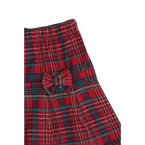 Kız Çocuk Etekli Takım Çift Kurdeleli - Krem (104/128)