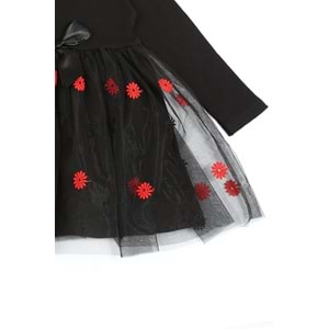 Kız Çocuk Elbise Kurdeleli - Siyah (98/122)