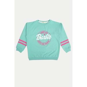 Kız Çocuk Tişört Barbie Armalı - Su Yeşili (128/152)