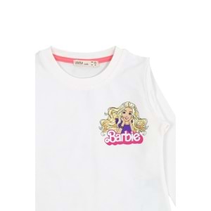 Kız Çocuk Sweat Takım Barbie Yazılı - Krem (98/122)