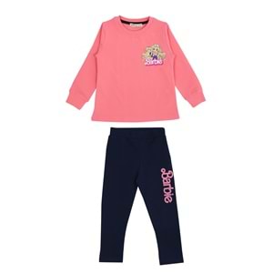 Kız Çocuk Sweat Takım Barbie Yazılı - Şeker Pembe (98/122)