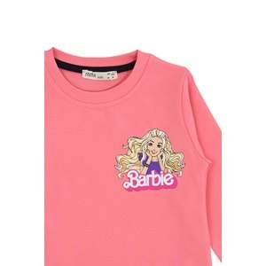 Kız Çocuk Sweat Takım Barbie Yazılı - Şeker Pembe (98/122)