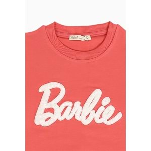 Kız Çocuk Tişört Barbie Nakışlı - Kiremit (128/152)
