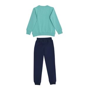 Kız Çocuk Sweat Takım Barbie Baskılı - Su Yeşili - 110/134