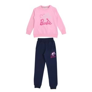 Kız Çocuk Sweat Takım Barbie Baskılı - Bebe Pembe (110/134)