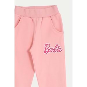 Kız Çocuk Sweat Takım Kalpli Barbie Baskılı - Yavruağzı (92/116)