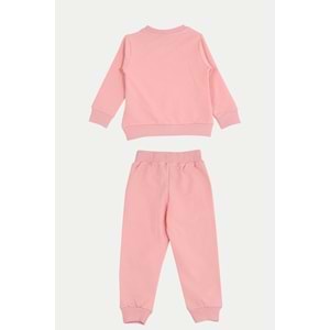 Kız Çocuk Sweat Takım Kalpli Barbie Baskılı - Yavruağzı (92/116)