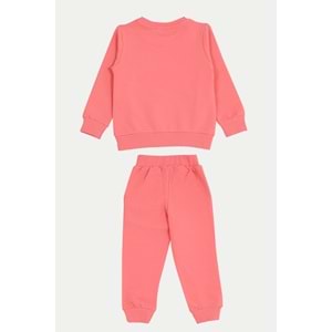 Kız Çocuk Sweat Takım Kalpli Barbie Baskılı - Şeker Pembe - 92/116