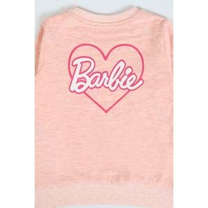 Kız Çocuk Sweat Takım Kalpli Barbie Baskılı - Pembe Melanj (104/134)