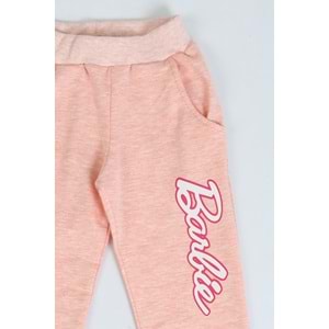 Kız Çocuk Sweat Takım Kalpli Barbie Baskılı - Pembe Melanj (104/134)