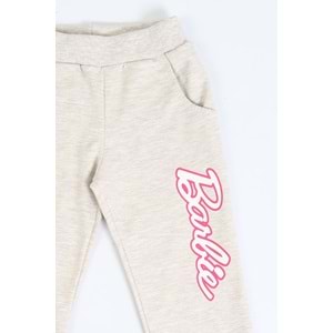 Kız Çocuk Sweat Takım Kalpli Barbie Baskılı - Kahve Melanj (104/134)