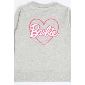 Kız Çocuk Sweat Takım Kalpli Barbie Baskılı - Gri (104/134)