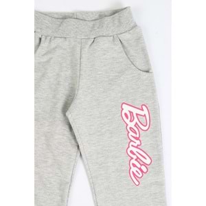 Kız Çocuk Sweat Takım Kalpli Barbie Baskılı - Gri (104/134)