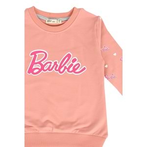 Kız Çocuk Sweat Takım Kolları Barbie Baskılı - Gül Kurusu (104/134)