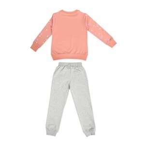 Kız Çocuk Sweat Takım Kolları Barbie Baskılı - Gül Kurusu (104/134)