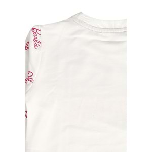 Kız Çocuk Sweat Takım Kolları Barbie Baskılı - Krem (104/134)