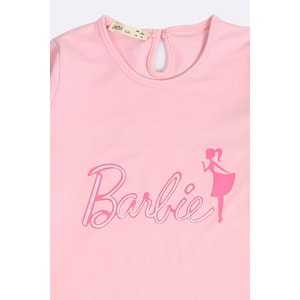 Kız Çocuk Elbise Barbie Baskılı - Bebe Pembe (116/140)