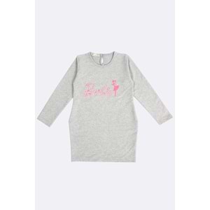 Kız Çocuk Elbise Barbie Baskılı - Gri (116/140)