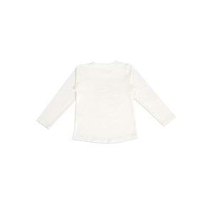 Kız Çocuk Tişört Çiçek Baskılı - Krem (116/140)