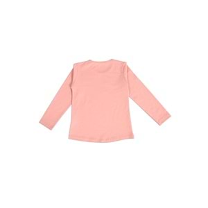 Kız Çocuk Tişört Çiçek Baskılı - Gül Kurusu (116/140)