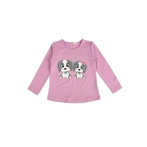 Kız Çocuk Tişört Köpekler Baskılı - Lila (92/116)