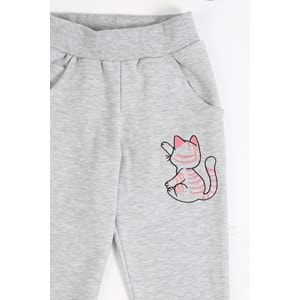 Kız Çocuk Sweat Takım Balonlu Kedi - Gri (92/116)