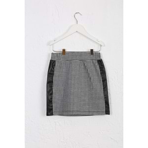 Kız Çocuk Etek Deri Detay - Siyah-Beyaz (128/152)