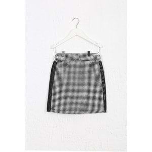 Kız Çocuk Etek Deri Detay - Siyah-Beyaz (128/152)