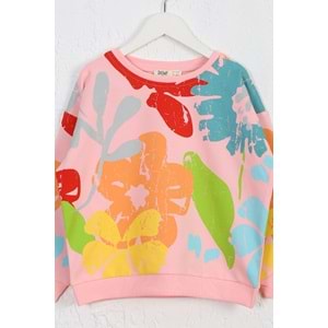 Kız Çocuk Tişört Çiçek Baskılı - Yavruağzı (116/140)