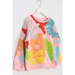 Kız Çocuk Tişört Çiçek Baskılı - Yavruağzı (116/140)